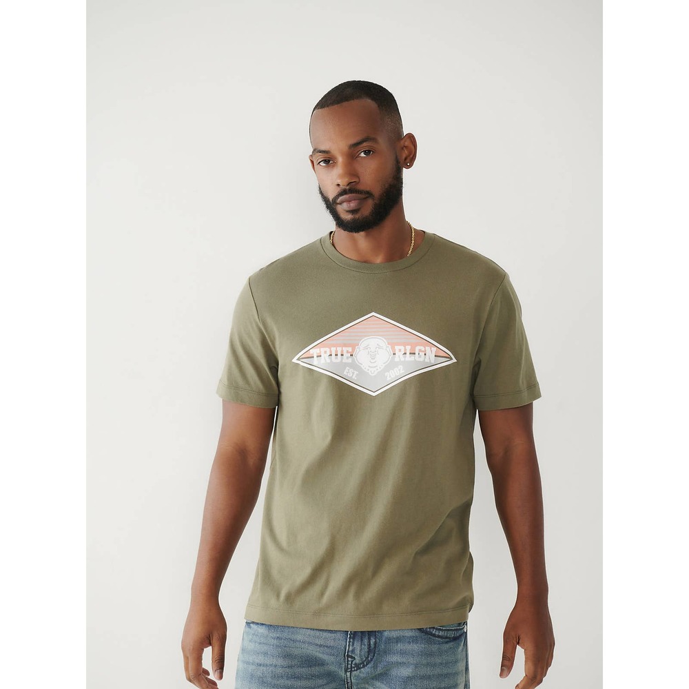 True Religion Men's Buddha Face Logo Tee T-Shirt in Kalamata (Olive)